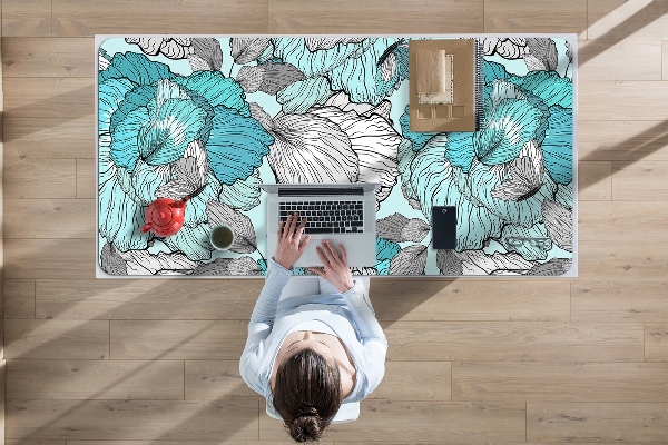 Large desk mat table protector flowers Doodle