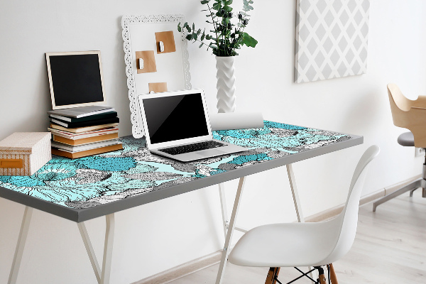 Large desk mat table protector flowers Doodle
