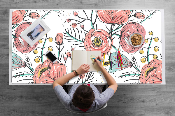 Large desk mat for children Poppies