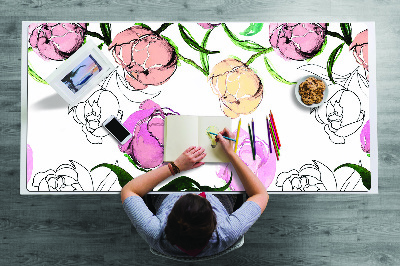 Large desk mat for children Peonies