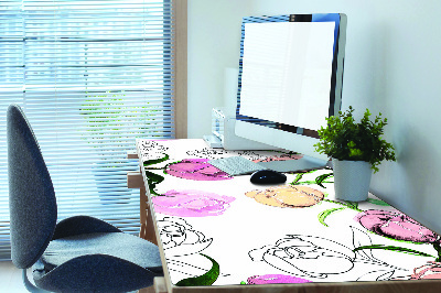 Large desk mat for children Peonies