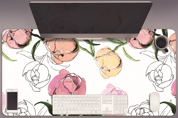 Large desk mat for children Peonies