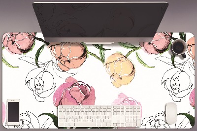 Large desk mat for children Peonies