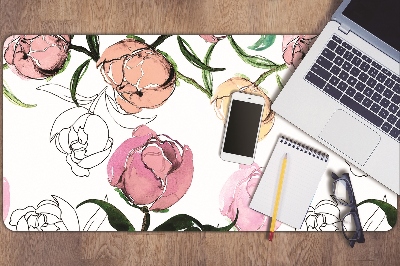 Large desk mat for children Peonies