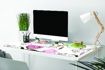 Large desk mat for children Peonies