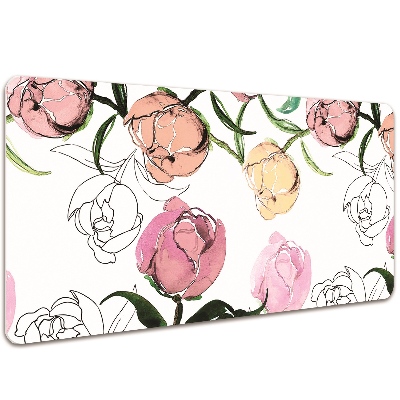 Large desk mat for children Peonies