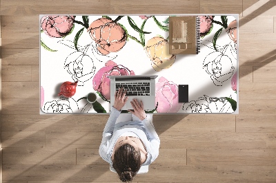 Large desk mat for children Peonies