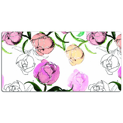 Large desk mat for children Peonies