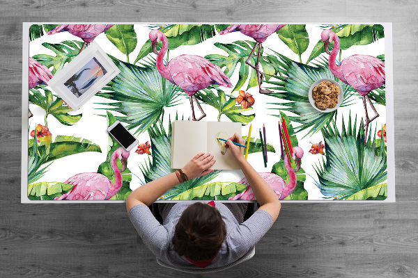 Full desk pad Leaves and Flamingos