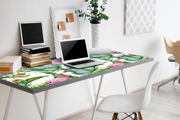 Full desk pad Leaves and Flamingos
