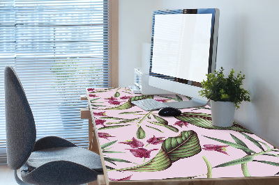 Large desk mat table protector pink flowers