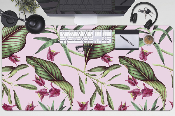 Large desk mat table protector pink flowers