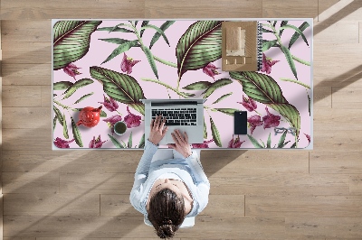 Large desk mat table protector pink flowers