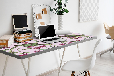 Large desk mat table protector pink flowers