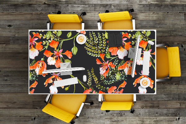 Desk pad red flowers