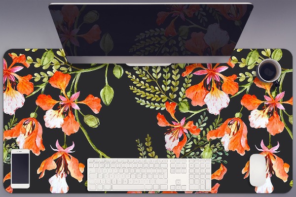 Desk pad red flowers