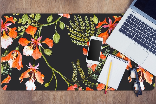 Desk pad red flowers