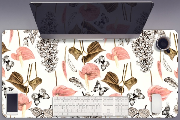 Desk pad Flowers and butterflies