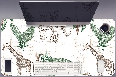 Desk pad Giraffes and Elephants