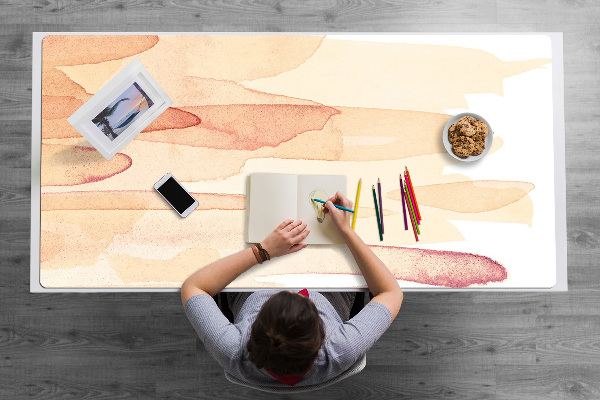 Large desk mat for children yellow lines