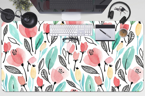 Desk pad red flowers