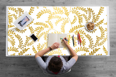 Large desk pad PVC protector golden leaves