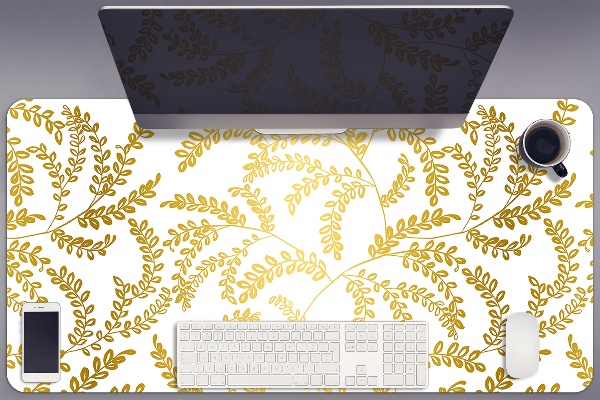 Large desk pad PVC protector golden leaves