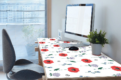 Desk mat Red poppies field