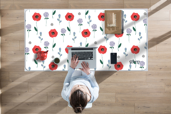 Desk mat Red poppies field