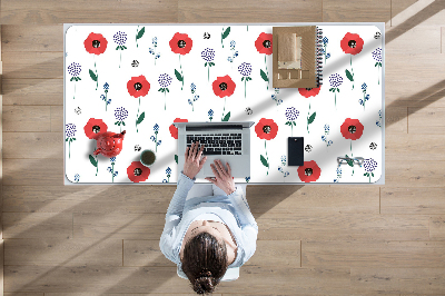 Desk mat Red poppies field