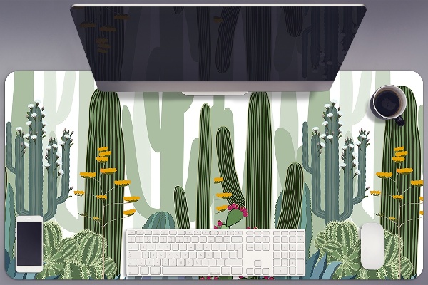 Full desk protector flowering cacti
