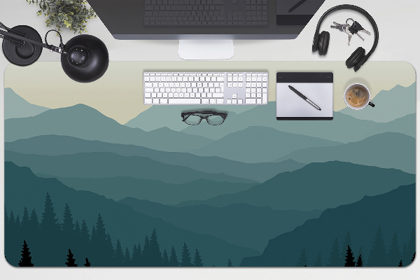 Large desk mat table protector View of the mountains