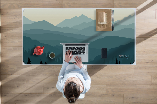 Large desk mat table protector View of the mountains