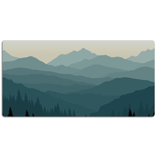 Large desk mat table protector View of the mountains