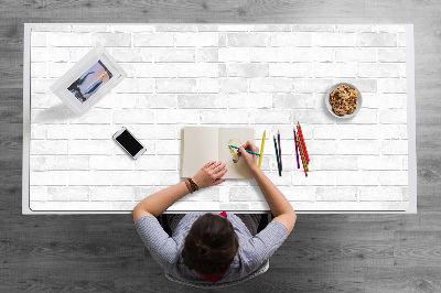 Large desk mat for children white brick