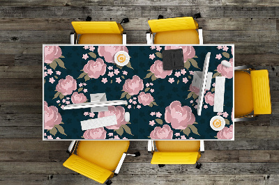 Large desk mat table protector pink flowers