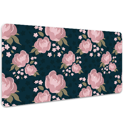 Large desk mat table protector pink flowers