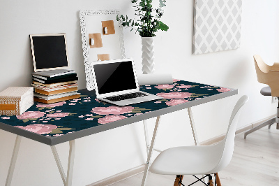 Large desk mat table protector pink flowers