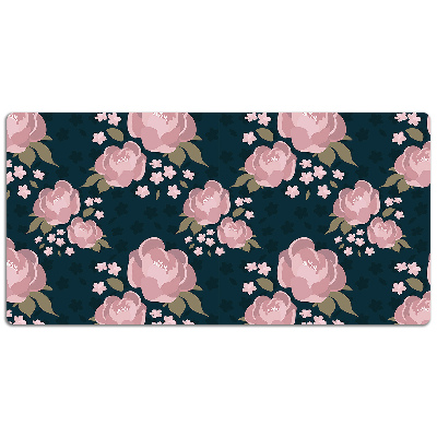 Large desk mat table protector pink flowers