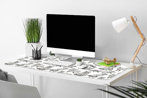 Large desk mat table protector drawn foxes