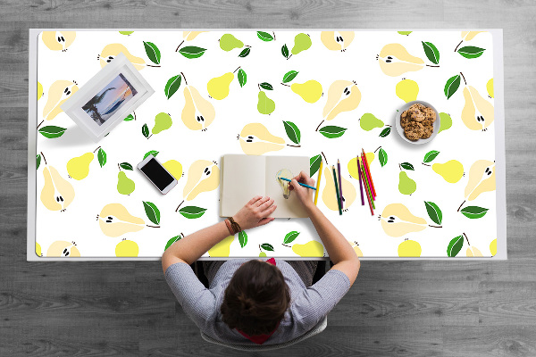 Large desk mat table protector yellow pears