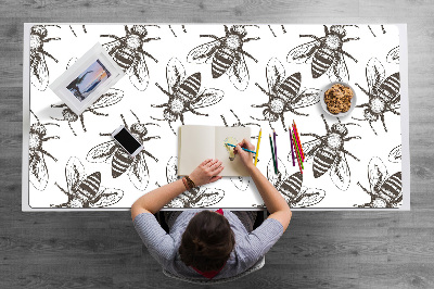 Large desk mat table protector bees pattern