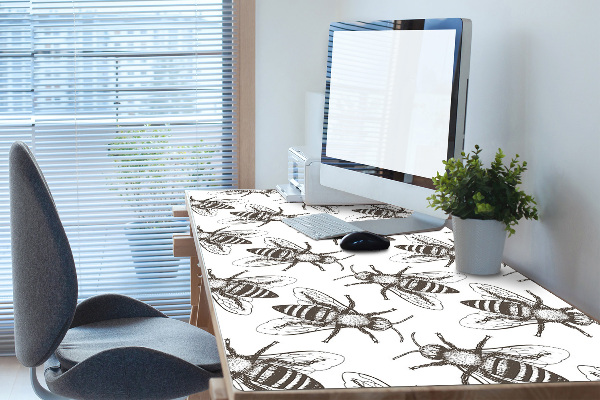 Large desk mat table protector bees pattern
