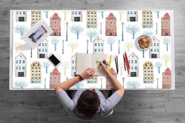 Large desk mat for children buildings