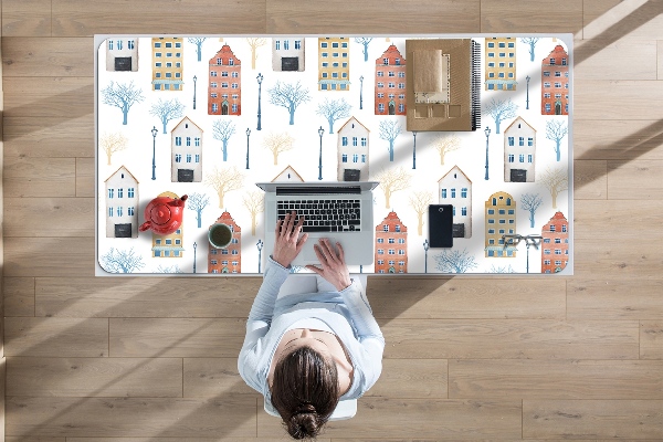 Large desk mat for children buildings