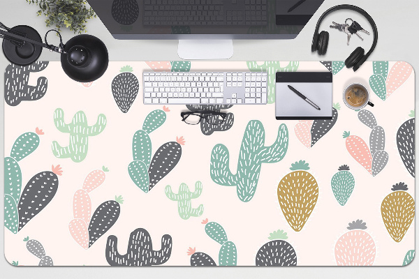Full desk protector colorful cacti