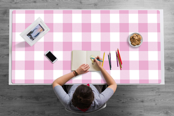 Large desk mat table protector pink grille