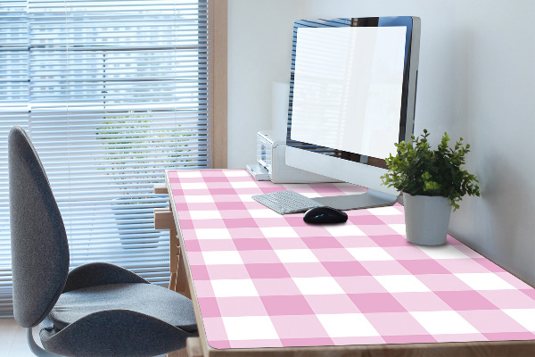 Large desk mat table protector pink grille