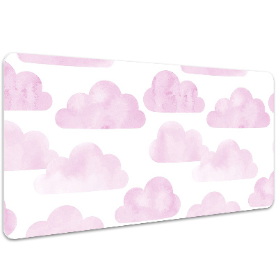 Large desk mat table protector pink clouds