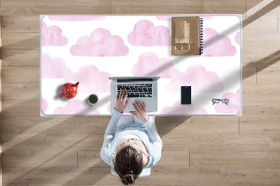 Large desk mat table protector pink clouds